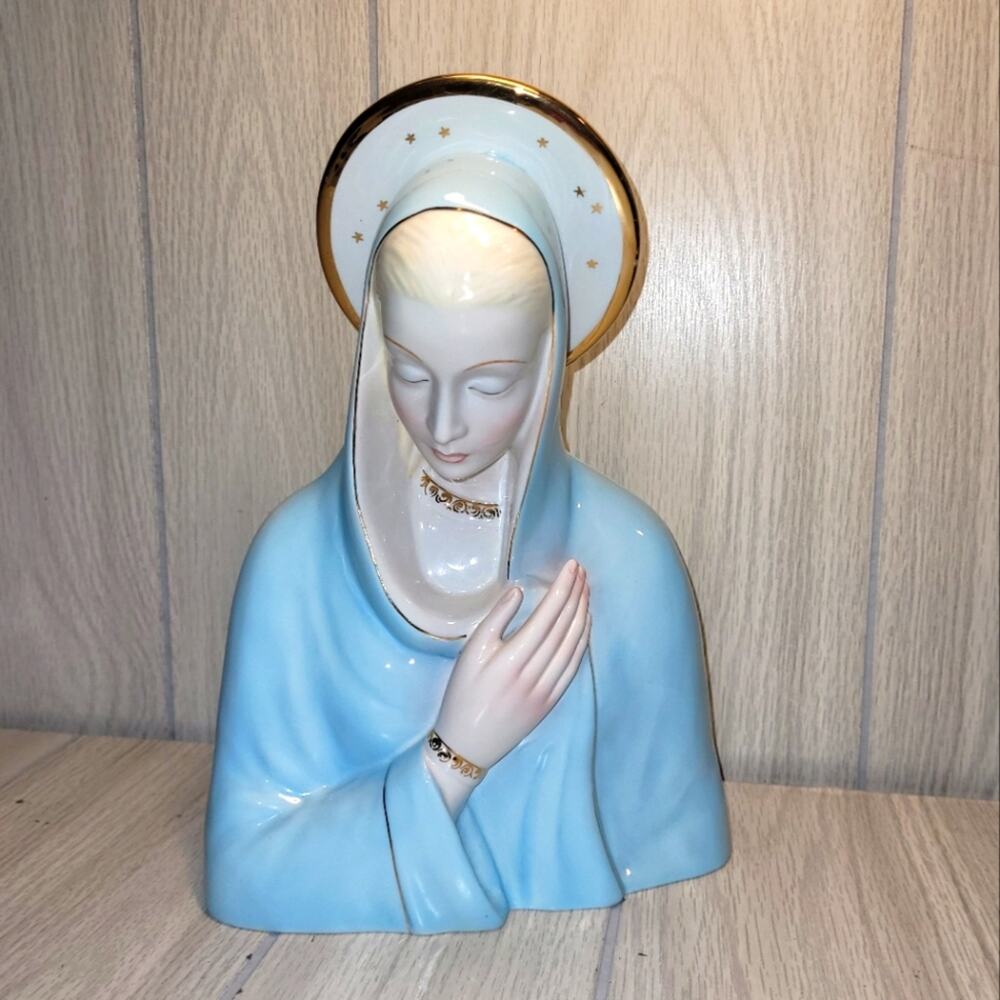 Vtg Giovanni Ronzan Italy Madonna Porceline Figurine Religious Christian Read